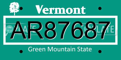 AR87687 Vermont License Plate