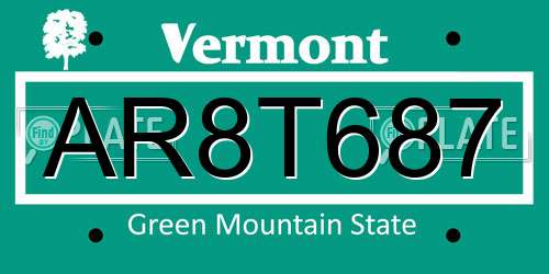 AR8T687 Vermont License Plate