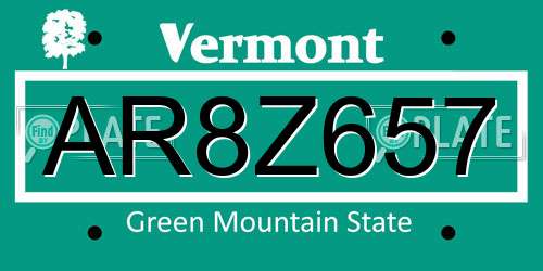 AR8Z657 Vermont License Plate