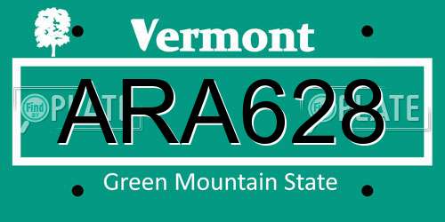 ARA628 Vermont License Plate
