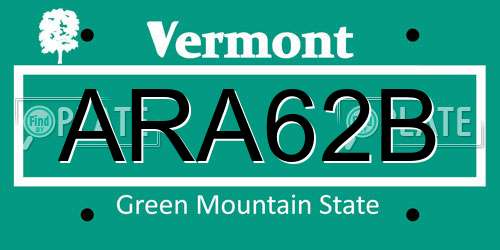 ARA62B Vermont License Plate