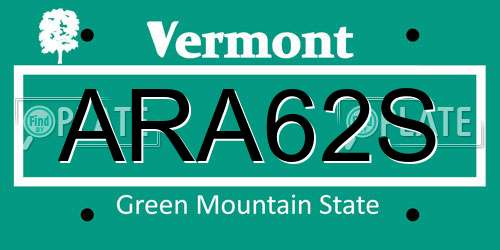 ARA62S Vermont License Plate