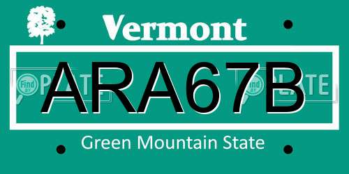 ARA67B Vermont License Plate