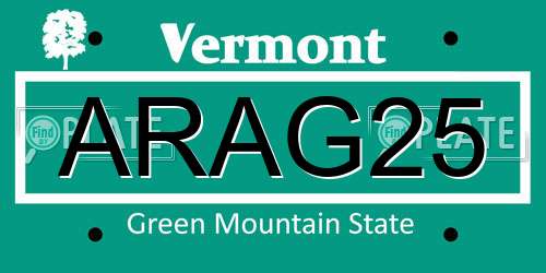 ARAG25 Vermont License Plate