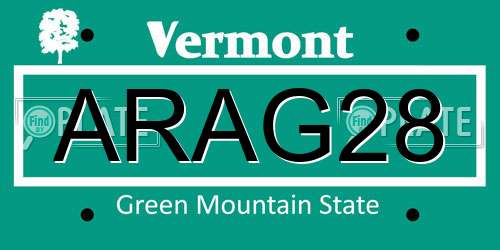 ARAG28 Vermont License Plate