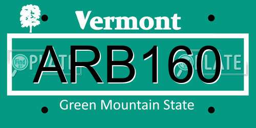 ARB160 Vermont License Plate