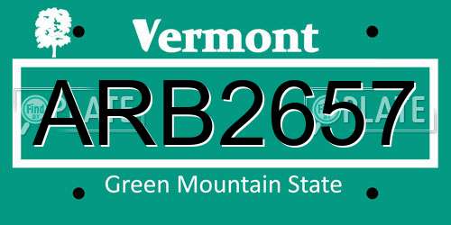 ARB2657 Vermont License Plate
