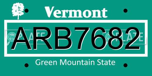 ARB7682 Vermont License Plate