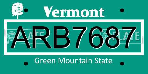 ARB7687 Vermont License Plate
