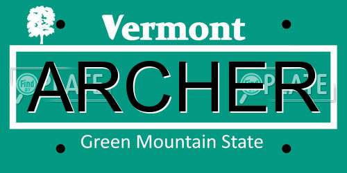 ARCHER Vermont License Plate