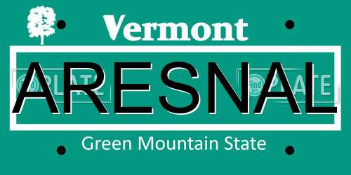 ARESNAL Vermont License Plate