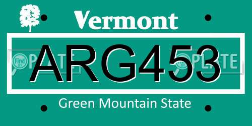 ARG453 Vermont License Plate