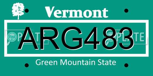 ARG483 Vermont License Plate