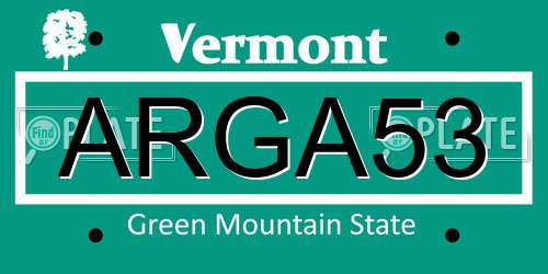 ARGA53 Vermont License Plate
