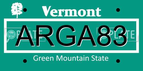 ARGA83 Vermont License Plate