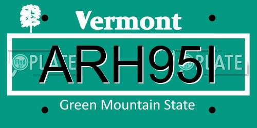 ARH95I Vermont License Plate
