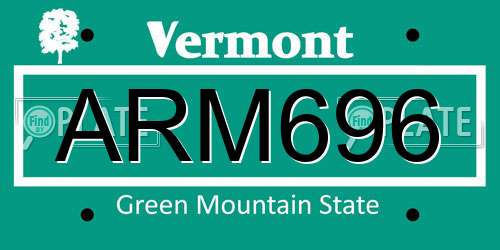 ARM696 Vermont License Plate