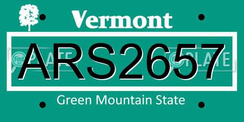 ARS2657 Vermont License Plate