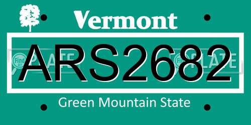 ARS2682 Vermont License Plate