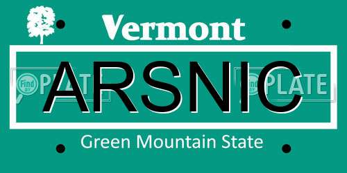 ARSNIC Vermont License Plate