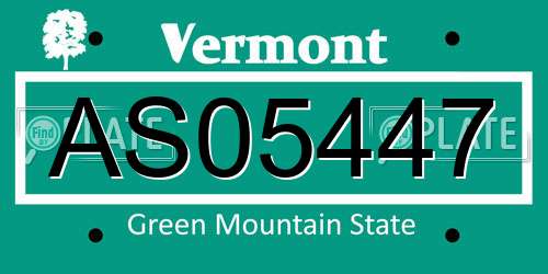 AS05447 Vermont License Plate