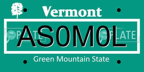 AS0M0L Vermont License Plate