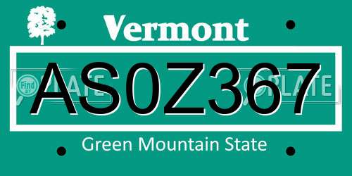 AS0Z367 Vermont License Plate