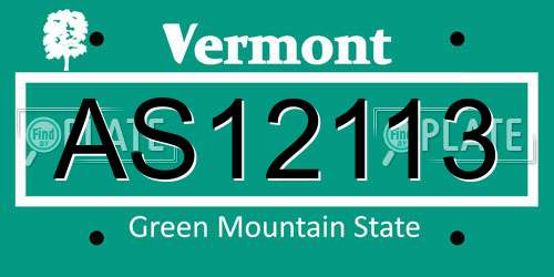 AS12113 Vermont License Plate