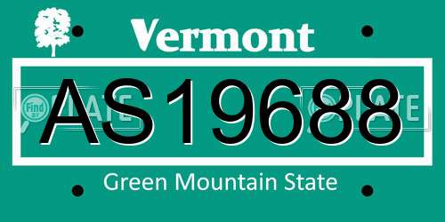 AS19688 Vermont License Plate
