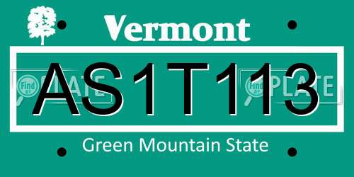 AS1T113 Vermont License Plate