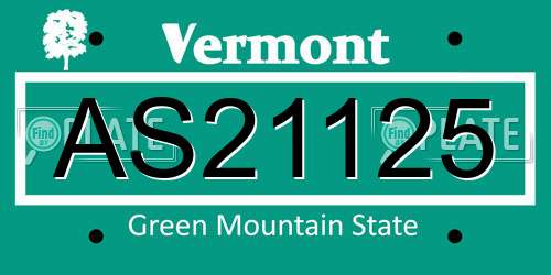 AS21125 Vermont License Plate