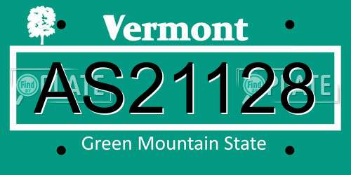 AS21128 Vermont License Plate
