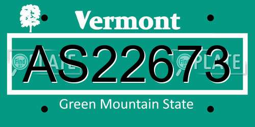 AS22673 Vermont License Plate