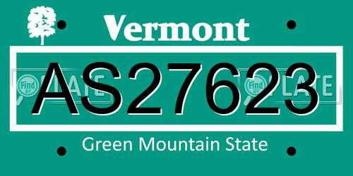 AS27623 Vermont License Plate