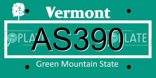 AS390 Vermont License Plate