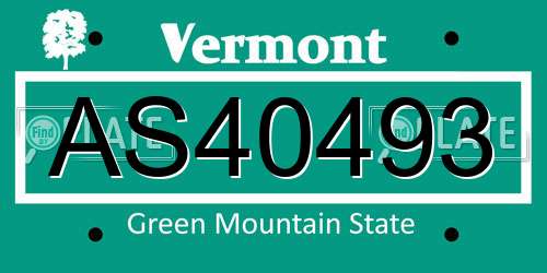 AS40493 Vermont License Plate