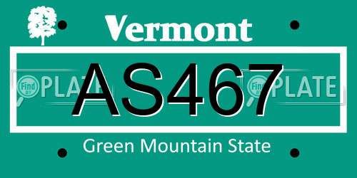 AS467 Vermont License Plate