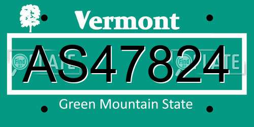 AS47824 Vermont License Plate