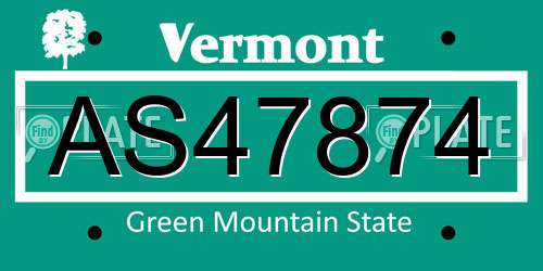 AS47874 Vermont License Plate