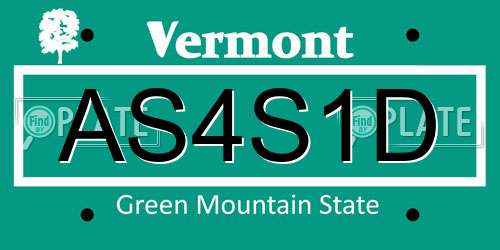 AS4S1D Vermont License Plate