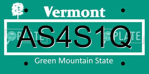 AS4S1Q Vermont License Plate