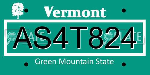 AS4T824 Vermont License Plate