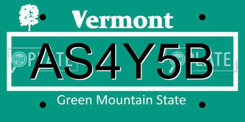 AS4Y5B Vermont License Plate