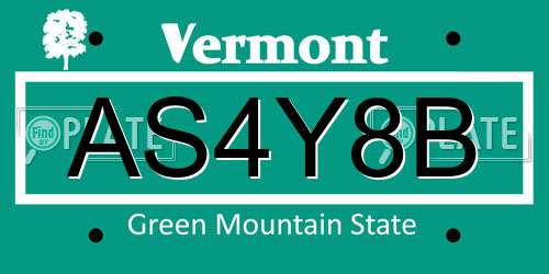 AS4Y8B Vermont License Plate