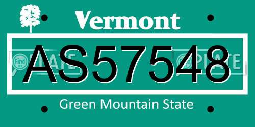 AS57548 Vermont License Plate