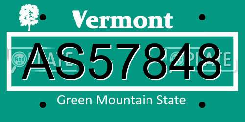 AS57848 Vermont License Plate