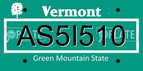 AS5I510 Vermont License Plate