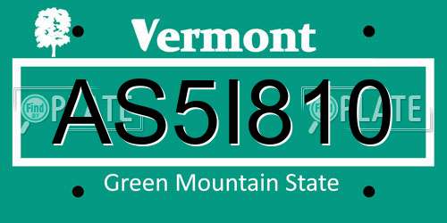 AS5I810 Vermont License Plate