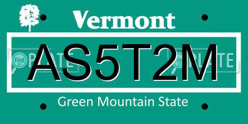 AS5T2M Vermont License Plate