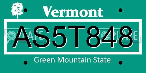 AS5T848 Vermont License Plate